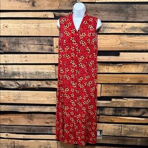 Impressions Workshop Prairie Style Red Floral Maxi Dress‎ Size Large